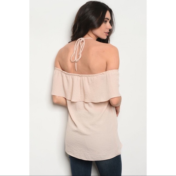 💥HOT SALES 💥Nude Ruffle Off the Shoulder Top - Picture 2 of 2